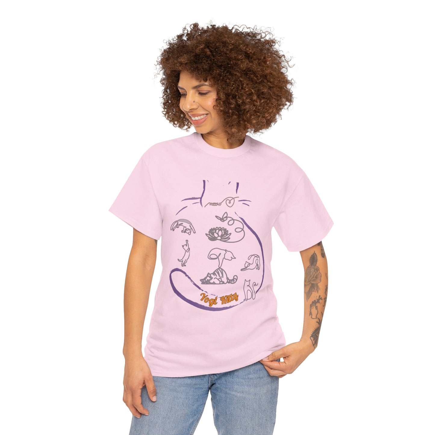 Yogi Kitty V8. Tee - Whimsical Yoga Cat Art