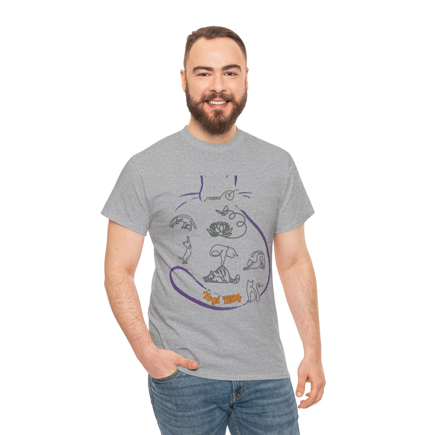 Yogi Kitty V8. Tee - Whimsical Yoga Cat Art