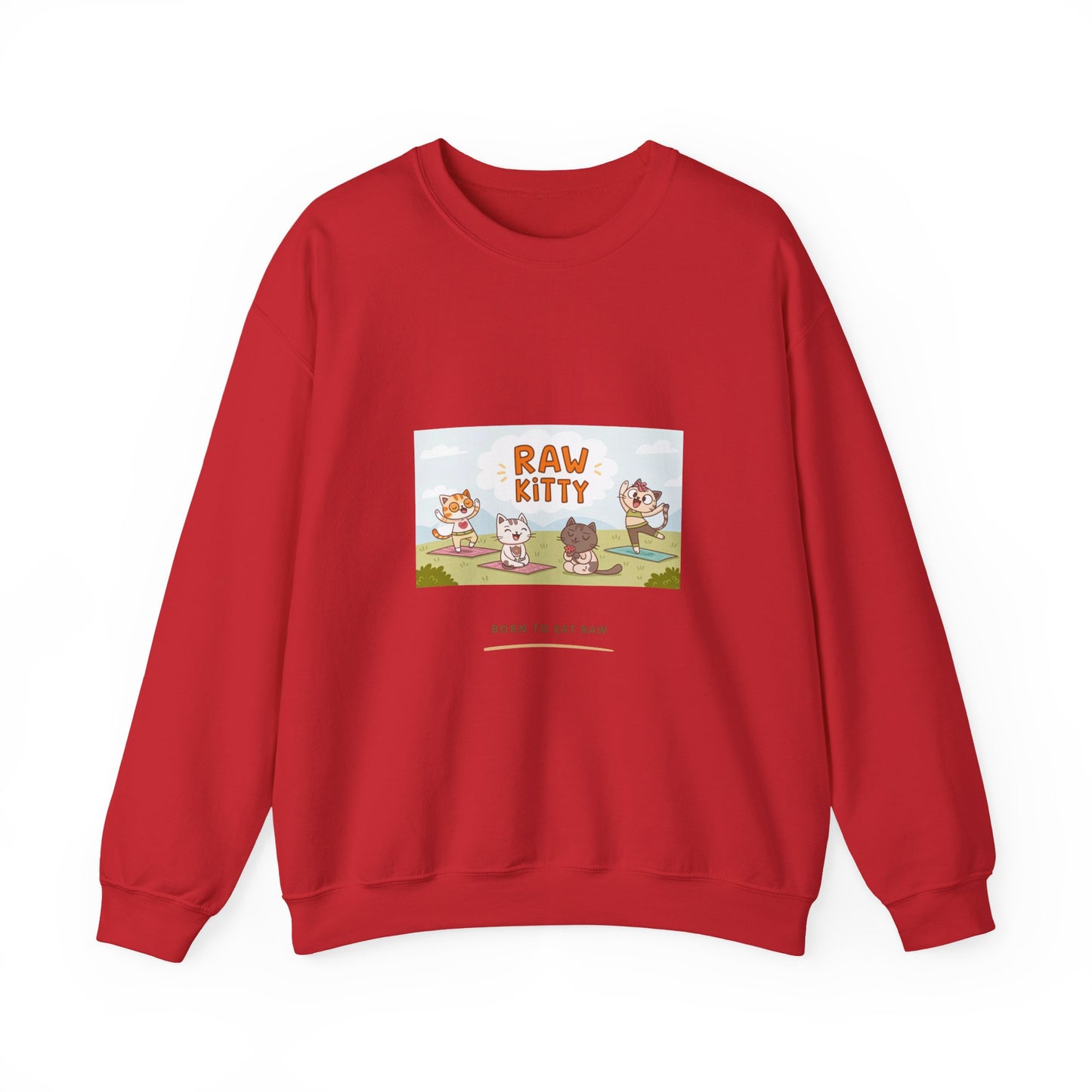 RAW KITTY V1 Sweatshirt - Yoga Cat Born to Eat Raw
