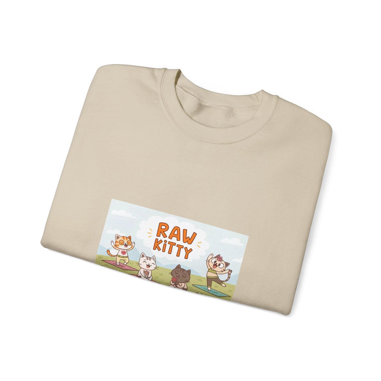 RAW KITTY V1 Sweatshirt - Yoga Cat Born to Eat Raw