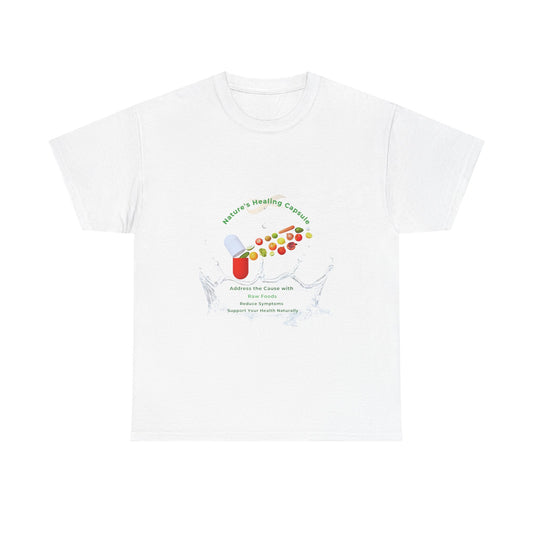 Vibrant Health Inspiration Tee – Nature’s Healing Capsule Raw Food Design | Why Choose Raw Knowledge v6.2