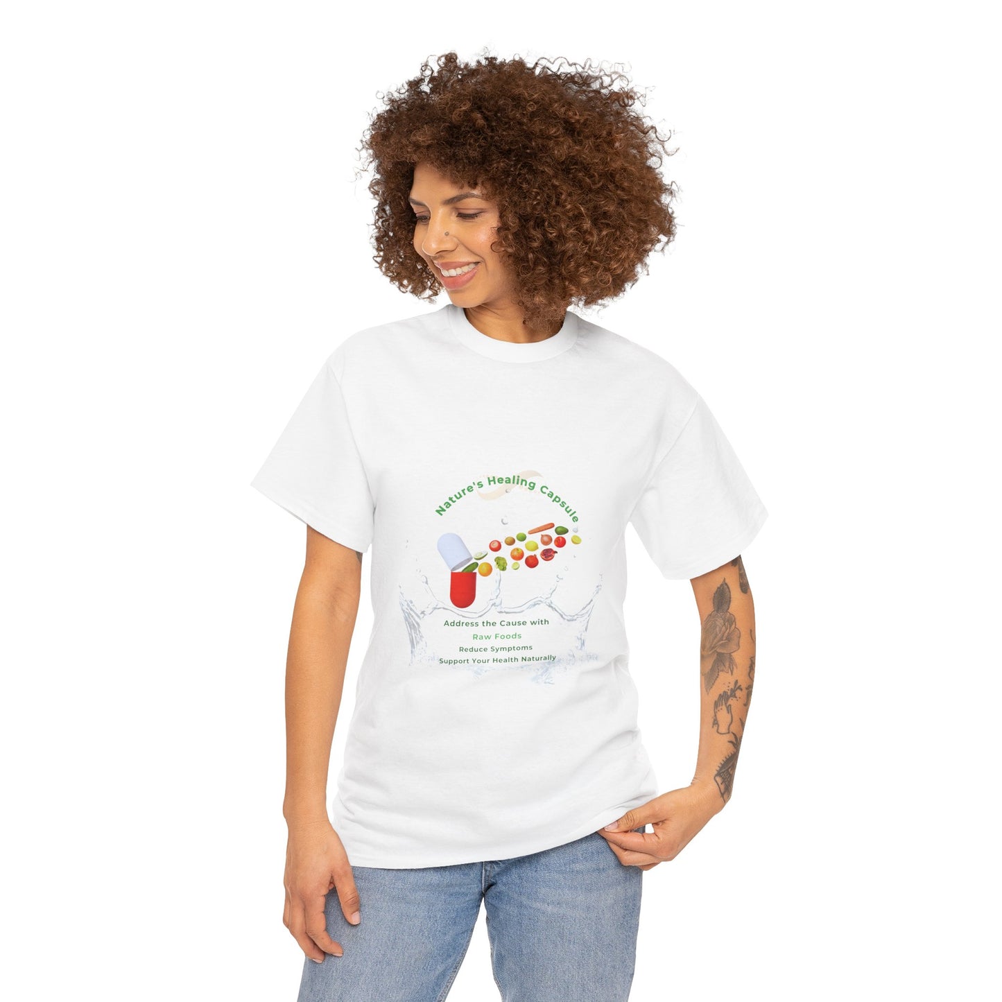 Vibrant Health Inspiration Tee – Nature’s Healing Capsule Raw Food Design | Why Choose Raw Knowledge v6.2