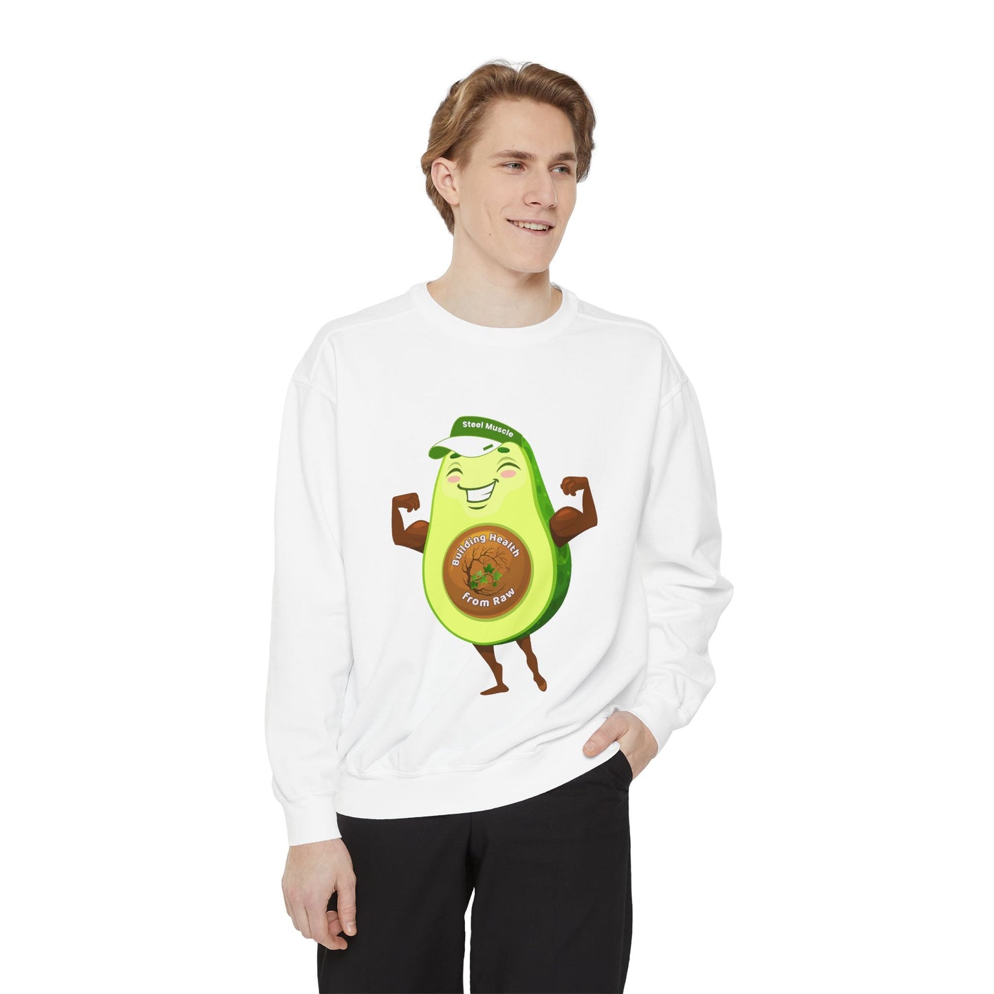 Funny Avocado Sweatshirt | Why Choose Raw Knowledge v3-2 – Cute Unisex Cozy Top for Foodies and Healthy Living