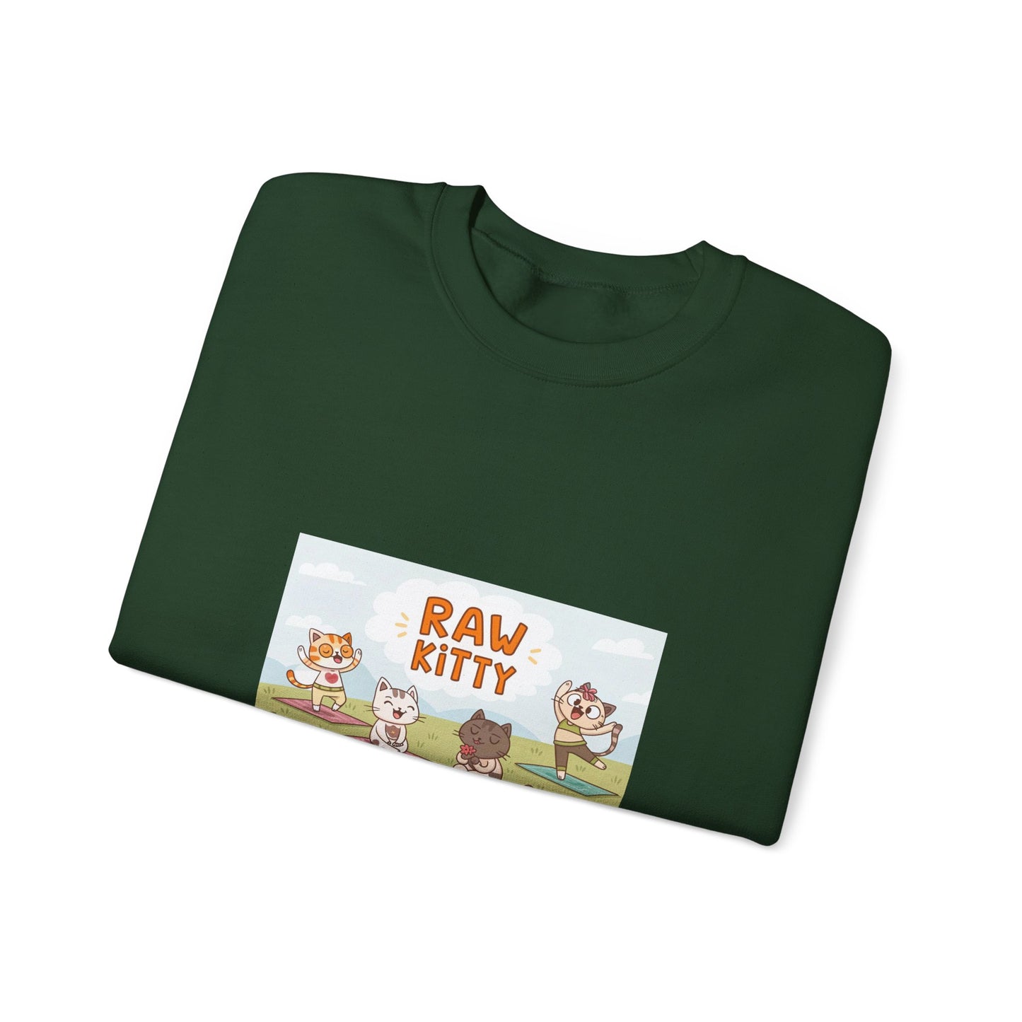 RAW KITTY V1 Sweatshirt - Yoga Cat Born to Eat Raw