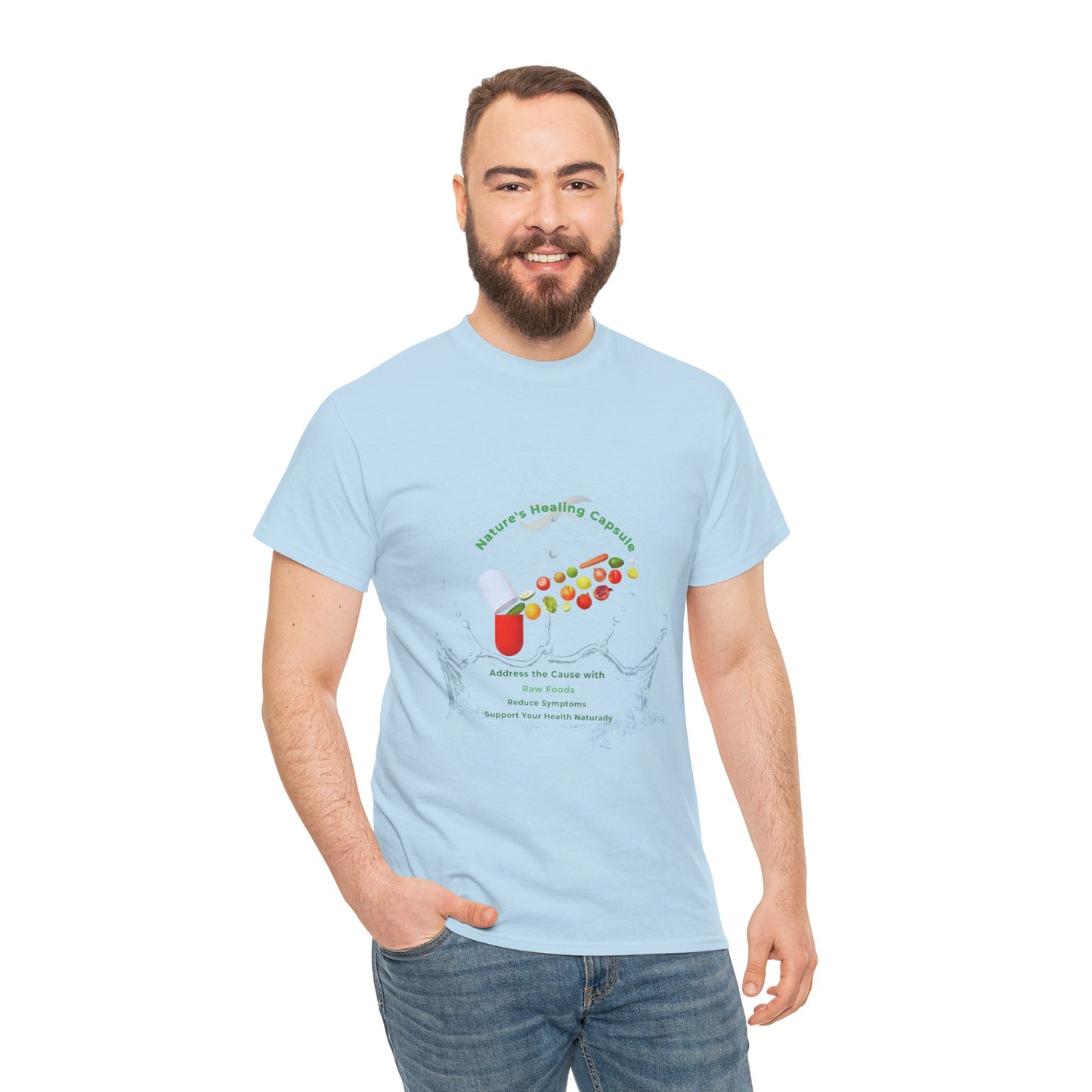 Vibrant Health Inspiration Tee – Nature’s Healing Capsule Raw Food Design | Why Choose Raw Knowledge v6.2