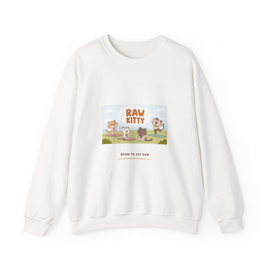 RAW KITTY V1 Sweatshirt - Yoga Cat Born to Eat Raw