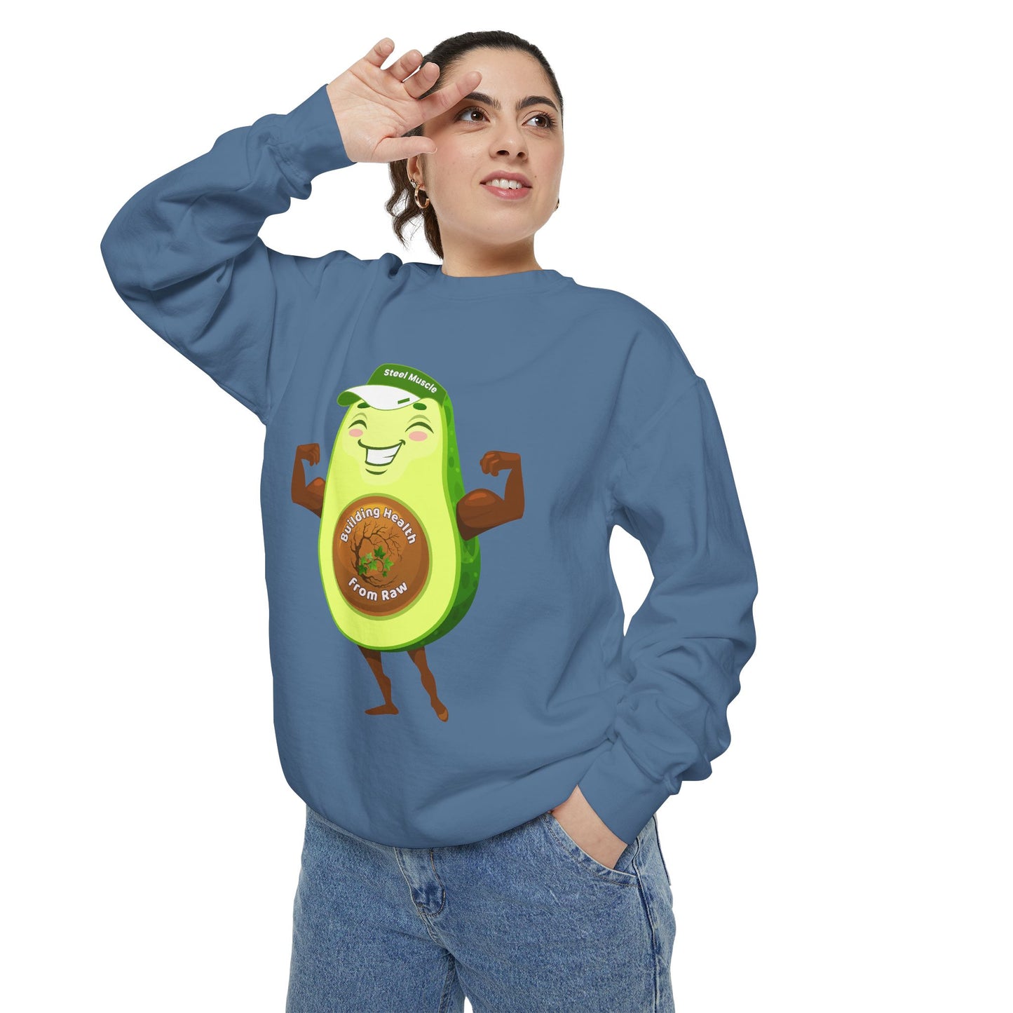 Funny Avocado Sweatshirt | Why Choose Raw Knowledge v3-2 – Cute Unisex Cozy Top for Foodies and Healthy Living