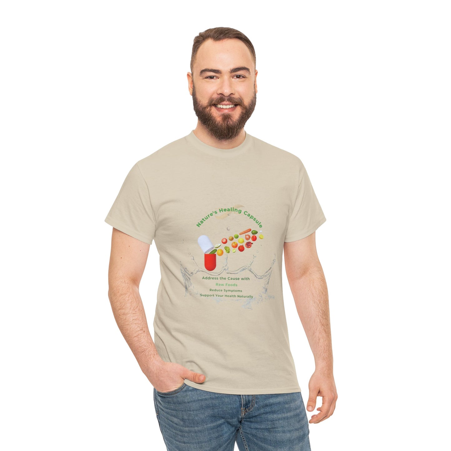 Vibrant Health Inspiration Tee – Nature’s Healing Capsule Raw Food Design | Why Choose Raw Knowledge v6.2