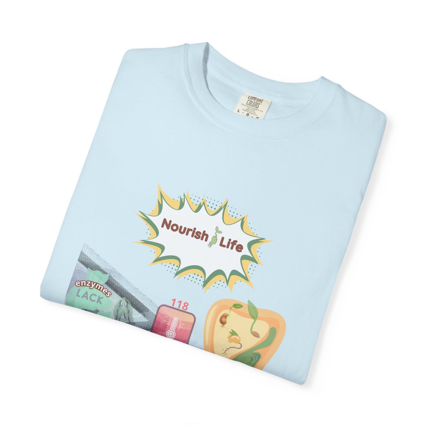 Nourish Life Raw Food T-Shirt – Unisex Garment-Dyed | Why Choose Raw Knowledge v5.2