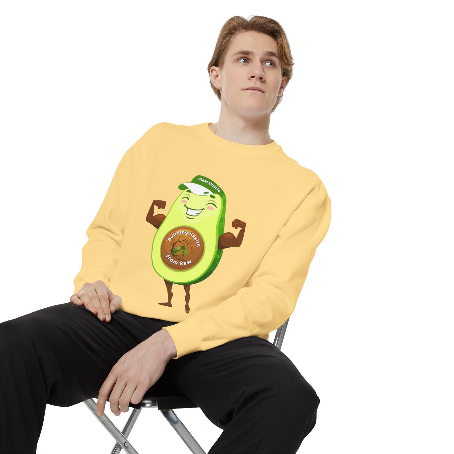 Funny Avocado Sweatshirt | Why Choose Raw Knowledge v3-2 – Cute Unisex Cozy Top for Foodies and Healthy Living