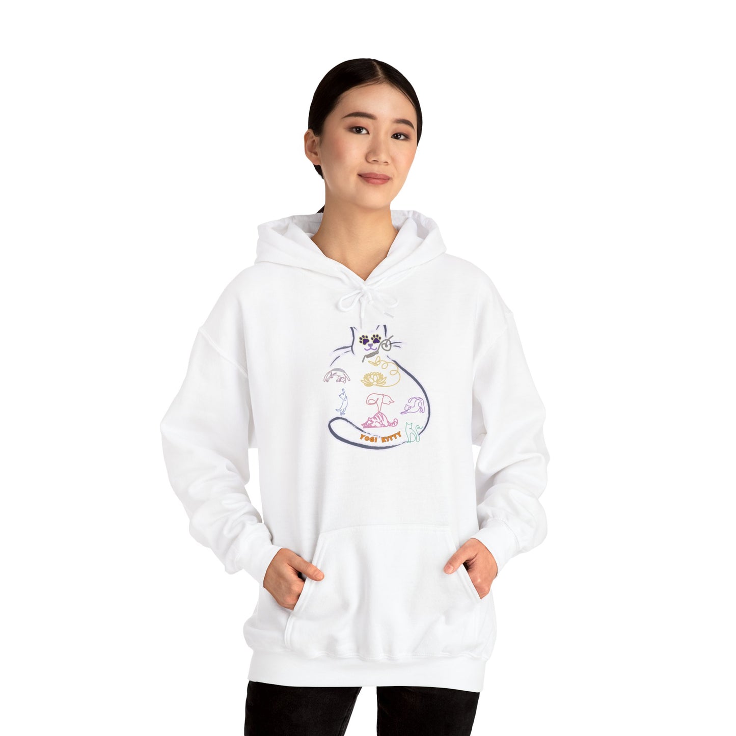 Yogi Kitty V10. Hoodie - Cute Yoga Cat Art
