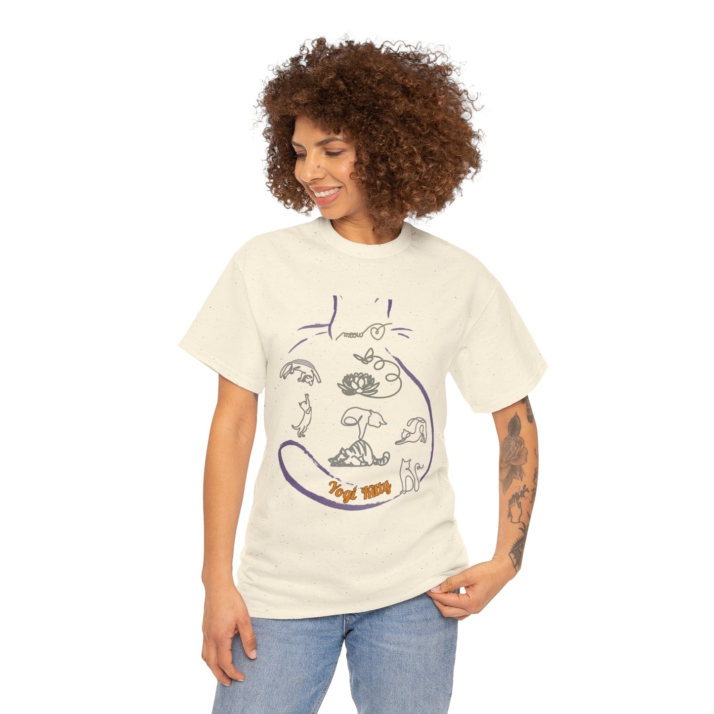 Yogi Kitty V8. Tee - Whimsical Yoga Cat Art