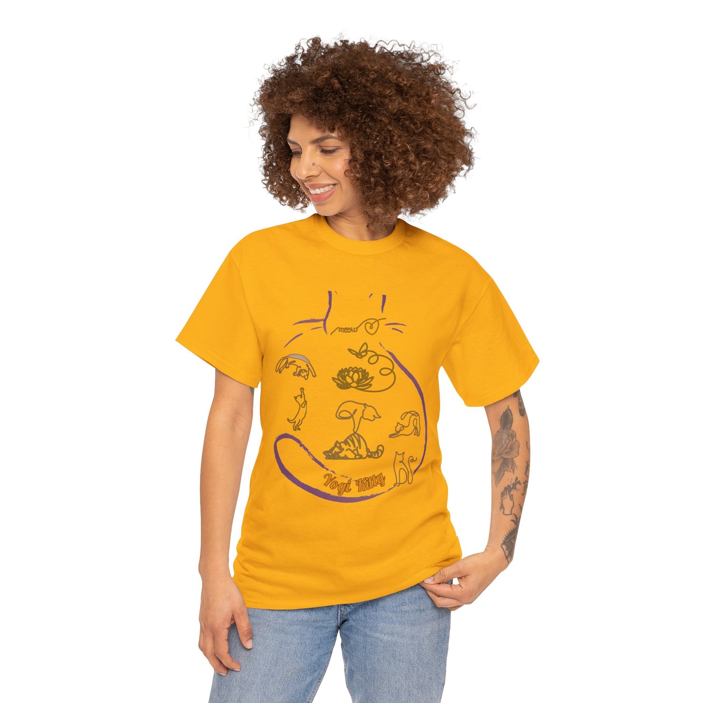 Yogi Kitty V8. Tee - Whimsical Yoga Cat Art