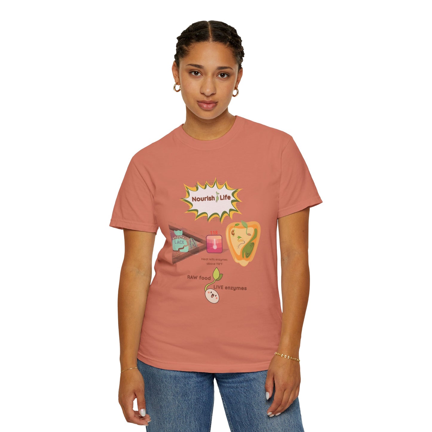 Nourish Life Raw Food T-Shirt – Unisex Garment-Dyed | Why Choose Raw Knowledge v5.2