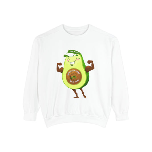 Funny Avocado Sweatshirt | Why Choose Raw Knowledge v3-2 – Cute Unisex Cozy Top for Foodies and Healthy Living